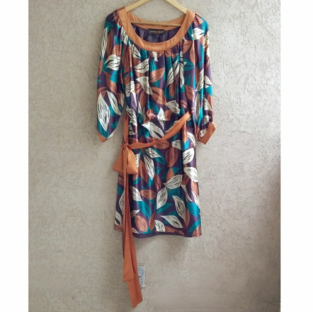 Donna Ricco 100% Silk Satin Flowy Cocktail Dress 6